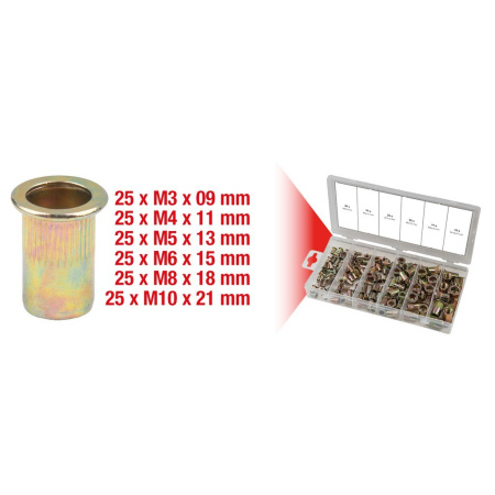 KS TOOLS NIITTIMUTTERILAJITELMA, TERÄS, M3X9MM-M10X21MM, 150-OS