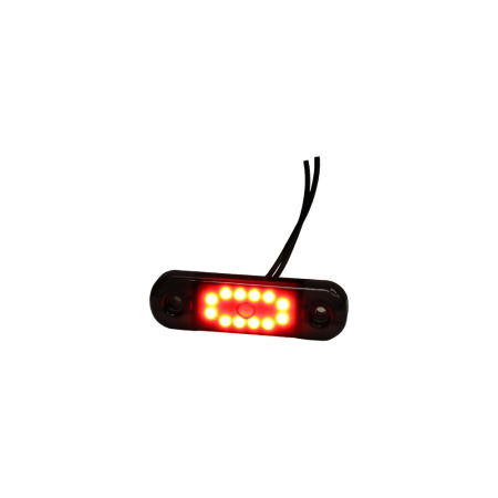 LED-ÄÄRIVALO SLIM"BLACK" 12-LED PUNAINEN 84X24X10,4MM, RUUVIVÄLI 61MM