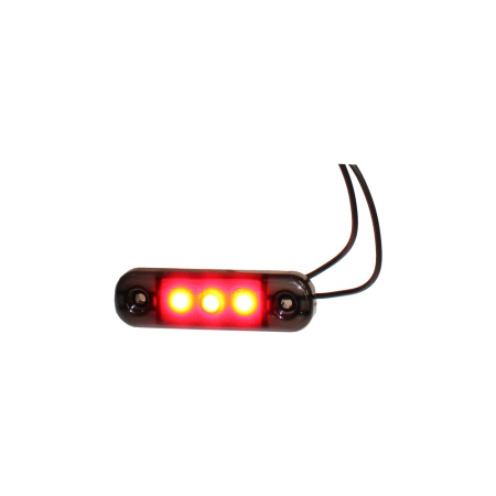 LED-ÄÄRIVALO SLIM"BLACK" 3-LED PUNAINEN 84X24X10,4MM, RUUVIVÄLI 61MM